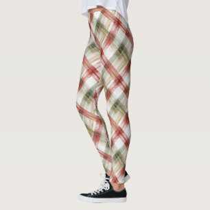 Rot Grün Kariert Weihnachten Streifen Leggings