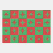 Rot grün karierte Retro Weihnachten Sternexplosion Geschenkpapier Set (Vorderseite 3)