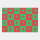 Rot grün karierte Retro Weihnachten Sternexplosion Geschenkpapier Set (Vorderseite 2)