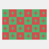 Rot grün karierte Retro Weihnachten Sternexplosion Geschenkpapier Set (Vorderseite)