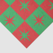 Rot grün karierte Retro Weihnachten Sternexplosion Seidenpapier (Detail)
