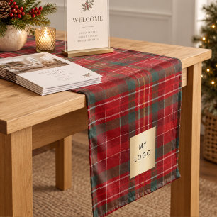 Rot-grün kariertes Business-Logo im Tartan-Muster Kurzer Tischläufer