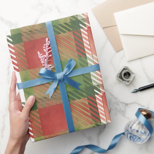 Rot-grün kariertes Muster Geschenkpapier (Schenken)