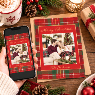 Rot-grün kariertes Tartan-Foto Weihnachten Ferien