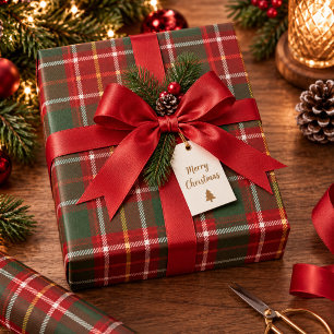 Rot-grün kariertes Tartan-Weihnachtsmotiv Klassisc Geschenkpapier