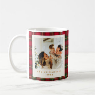 Rot-grün kariertes Weihnachts-Familienfoto Gold Zw Kaffeetasse