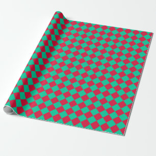 Rot Grün Karo Diamantmuster Geschenkpapier