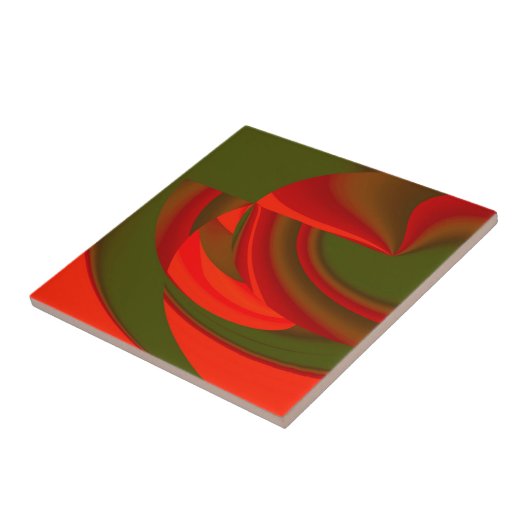 Rot & Grün Kubist Abstrakt Fliese (Seite)