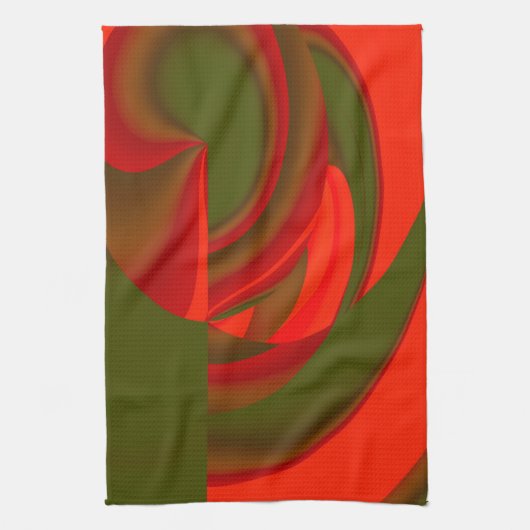 Rot & Grün Kubist Abstrakt Handtuch (Vertikal)