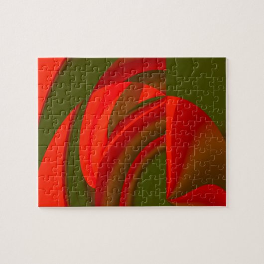 Rot & Grün Kubist Abstrakt Puzzle (Horizontal)