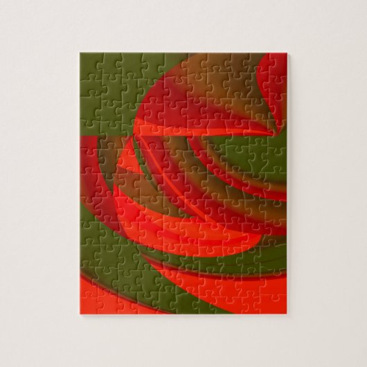 Rot & Grün Kubist Abstrakt Puzzle (Vertikal)