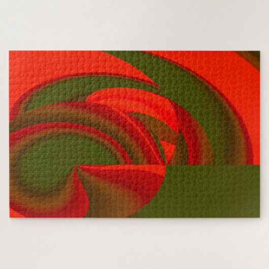 Rot & Grün Kubist Abstrakt Puzzle (Horizontal)