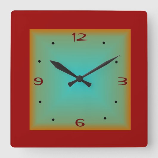 Rot/Grün/Minimalistische Wall-Uhr Quadratische Wanduhr (Vorderseite)