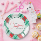 Rot Grün Minze Weihnachten Kariert Papier Teller (Party)