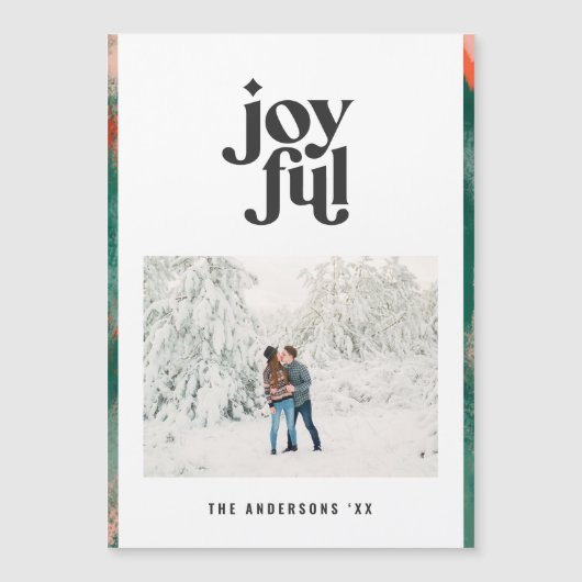 Rot + Grün modern abstrakt fröhlich Foto Urlaub Magnetkarte (Vorderseite)