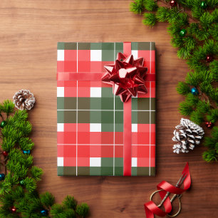 Rot Grün Modernes Tartan-Weihnachtsmuster Geschenkpapier