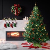 Rot & Grün monogrammgestreifter Baumschmuck | Baum Polyester Weihnachtsbaumdecke
