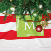 Rot & Grün monogrammgestreifter Baumschmuck | Baum Polyester Weihnachtsbaumdecke