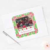 Rot-Grün-Mosaik-Foto-Aufkleber Quadratischer Aufkleber (Umschlag)