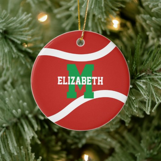 Rot grün oder JEDE Farbe Mädchen Jungs Tennis Keramik Ornament (Baum)