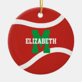 Rot grün oder JEDE Farbe Mädchen Jungs Tennis Keramik Ornament (Vorne)