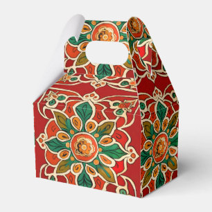 Rot Grün Orange Gelb Azulejos Blumenmuster Geschenkschachtel