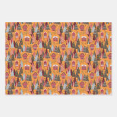 Rot Grün Orange Weihnachtswald Dorf Geschenkpapier Set (Vorderseite)