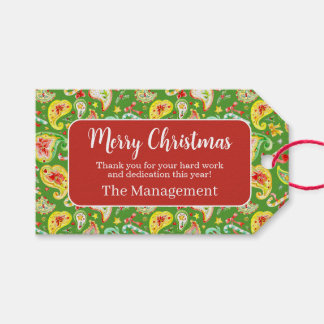 Rot grün Paisley Aquarell Weihnachtsgeschäft Geschenkanhänger