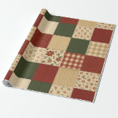 Rot Grün Patchwork Quilt Rustikale Farmhaus Blumen Geschenkpapier (Ungerollt)