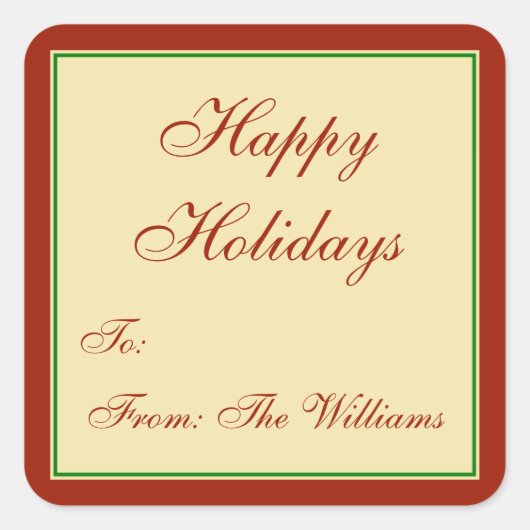 Rot-Grün Personalisierte Weihnachtsgeschenke Aufkl Quadratischer Aufkleber (Vorderseite)