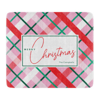 Rot Grün Pink Weihnachts-Karo-Schneidbrett Schneidebrett