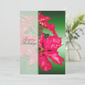 Rot, Grün, Poinsettia Weihnachtsfeier Party Einlad Einladung (Stehend Vorderseite)