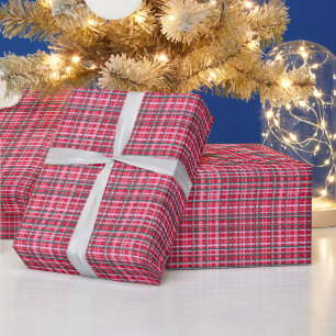 Rot Grün Retro Weihnachten Karo Festlich Klassisch Geschenkpapier