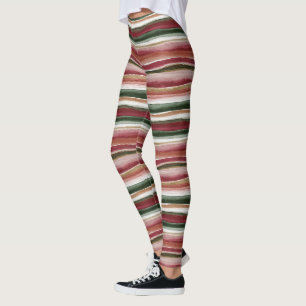 Rot Grün Rosarot Weiß Gold Streifen Leggings