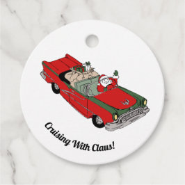 Rot / Grün Santa in Car Gefälligkeitstags Geschenkanhänger