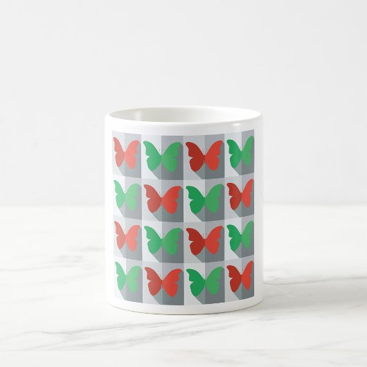 Rot-Grün-Schmetterlingsmuster Kaffeetasse