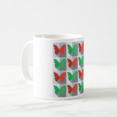 Rot-Grün-Schmetterlingsmuster Kaffeetasse (Vorderseite Links)