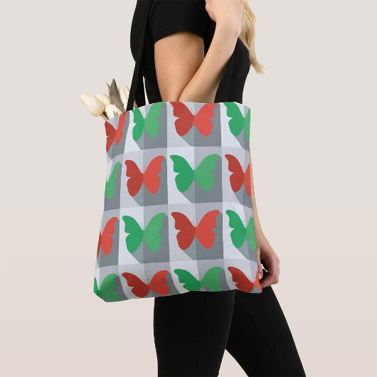 Rot-Grün-Schmetterlingsmuster Tasche
