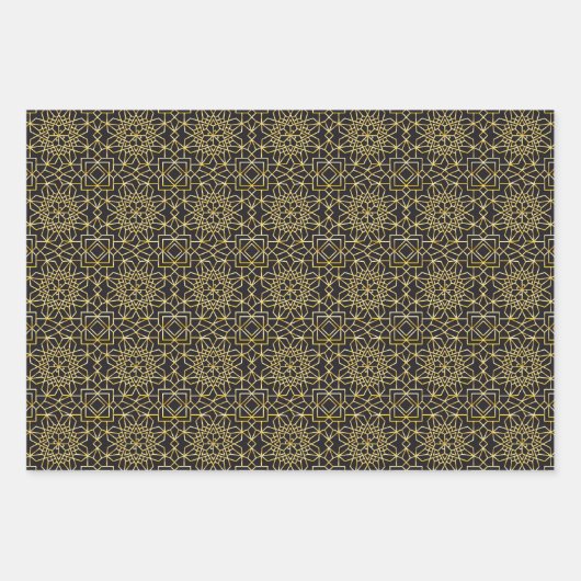 Rot/Grün/Schwarz/Gold Umhüllungspapier (Blätter) Geschenkpapier Set (Vorderseite)