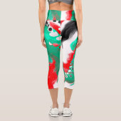 Rot, Grün, Schwarz und Weiß-Marmorfliesen Kunst Capri Leggings (Rückseite)