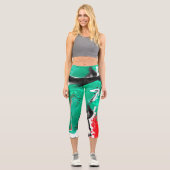 Rot, Grün, Schwarz und Weiß-Marmorfliesen Kunst Capri Leggings (Vorderseite)
