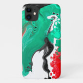 Rot, Grün, Schwarz und Weiß-Marmorfliesen Kunst Case-Mate iPhone Hülle (Rückseite)