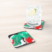 Rot, Grün, Schwarz und Weiß-Marmorfliesen Kunst Getränkeuntersetzer (Rechte Seite)