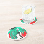 Rot, Grün, Schwarz und Weiß-Marmorfliesen Kunst Getränkeuntersetzer (Seite)