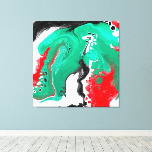 Rot, Grün, Schwarz und Weiß-Marmorfliesen Kunst Leinwanddruck (Insitu (Holzboden))