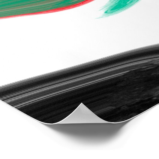 Rot, Grün, Schwarz und Weiß-Marmorfliesen Kunst Poster (Ecke)