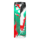 Rot, Grün, Schwarz und Weiß-Marmorfliesen Kunst Thermosbecher (Rückseite)