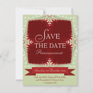 Rot + Grün Spitze Save-the-Date-Einladung Einladung