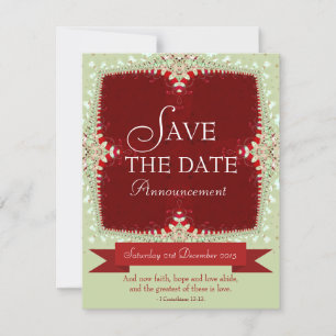 Rot + Grün Spitze Save-the-Date-Einladung Einladung