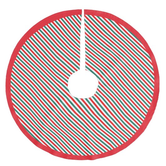 Rot Grün Streifen Polyester Weihnachtsbaumdecke (Vorderseite)
